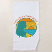 Peace & Love Vibes ビーチタオル (正面)