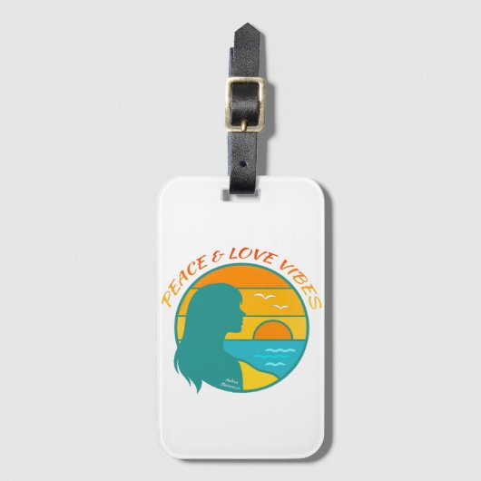 Peace & Love Vibes ラゲッジタグ (正面縦)