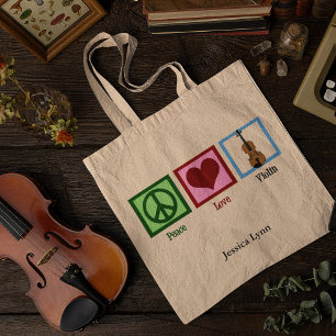 Peace Love Violin Cute Personalized Violinist トートバッグ