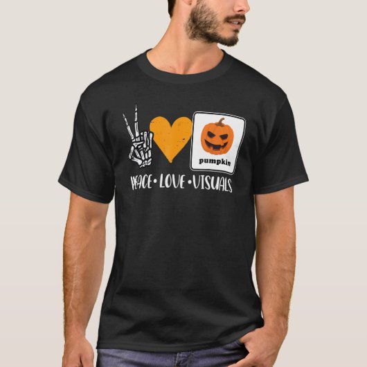 Peace Love Visuals Aac Speech Therapy Slpa Hallowe Tシャツ (正面)