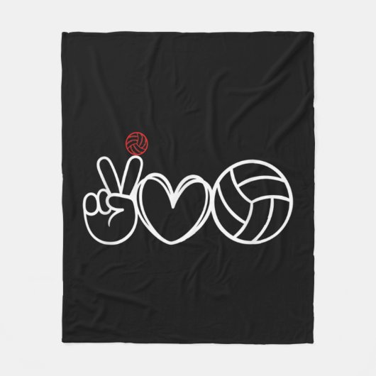 Peace Love Volleyball Player Graphic フリースブランケット (正面)
