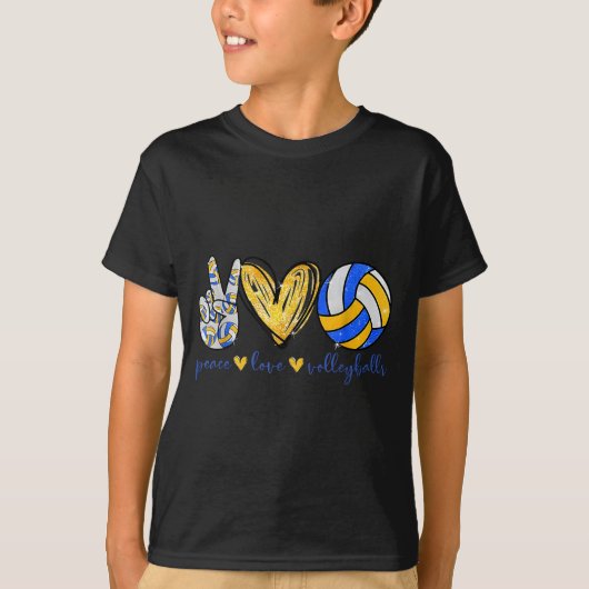 Peace Love Volleyball Retro Art Volleyball Player  Tシャツ (正面)