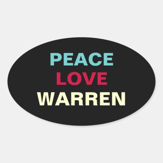 Peace Love WARRENオーバルステッカー 楕円形シール (正面)