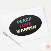 Peace Love WARRENオーバルステッカー 楕円形シール (封筒)