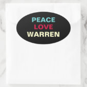 Peace Love WARRENオーバルステッカー 楕円形シール (バッグ)