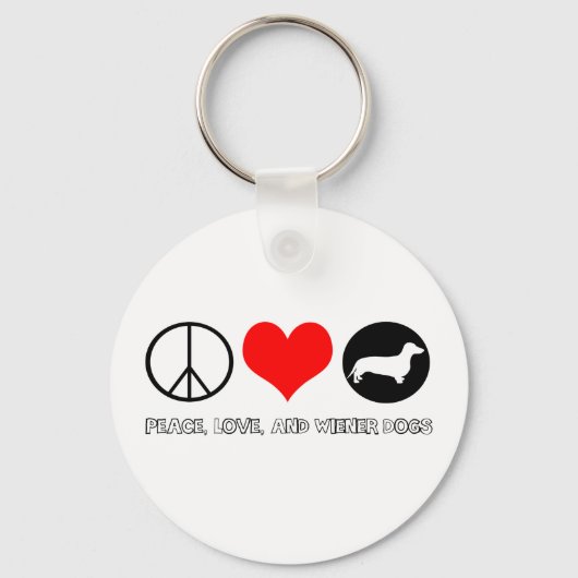 Peace, Love, & Wiener Dogs - Dachshund Key Chain キーホルダー (正面)