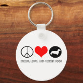 Peace, Love, & Wiener Dogs - Dachshund Key Chain キーホルダー (正面)