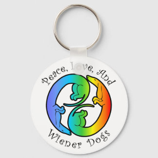 Peace、Love、Wiener Dogs Keychain キーホルダー