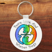 Peace、Love、Wiener Dogs Keychain キーホルダー (正面)