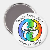 Peace、Love、Wiener Dogs Magnet マグネット (正面/裏面)