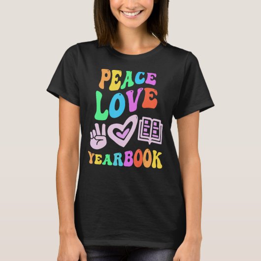 PEACE LOVE YEARBOOKレトロエディタ先生Groovy Ba Tシャツ (正面)