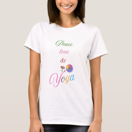 Peace, Love & Yoga – Spirituelles T-Shirt  Tシャツ (正面)