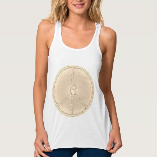 Peace Man T-shirt ivory coin circle タンクトップ (正面)