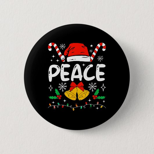 Peace Matching I Come In Peace Couples Santa Hat C 缶バッジ (正面)