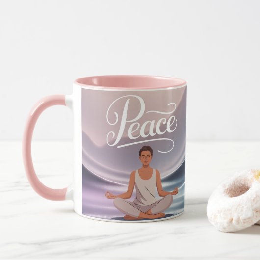 Peace Meditation Mug Lotus Position マグカップ (ドーナツ)