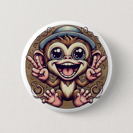 "Peace Monkey Boy" Button 缶バッジ (正面)