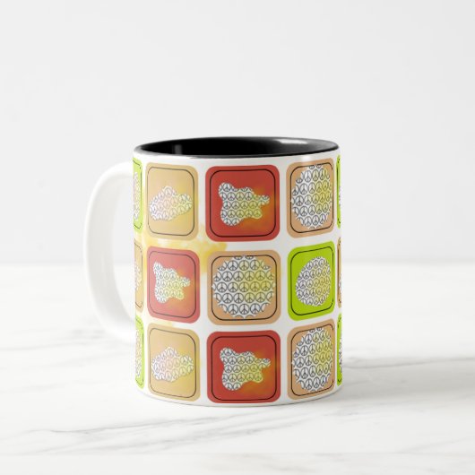 peace mug theme drinking coffee mug ツートーンマグカップ (正面左)