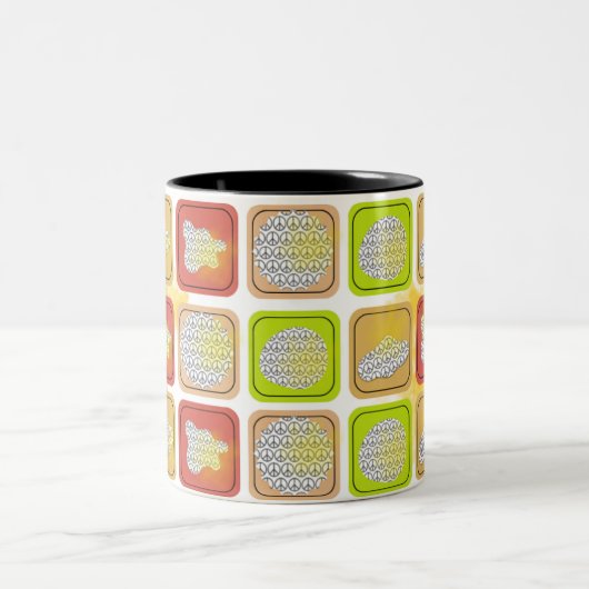 peace mug theme drinking coffee mug ツートーンマグカップ (中央)