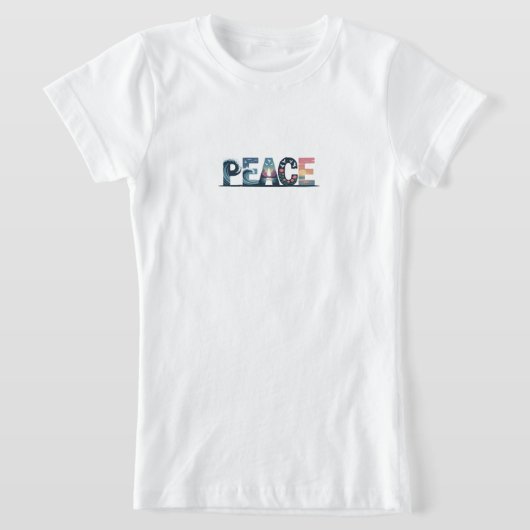 PEACE – Nature-Inspired Artistic Typography Design Tシャツ (レイダウン)