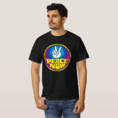 Peace Nowヴィンテージレトロボタン Tシャツ (正面フル)