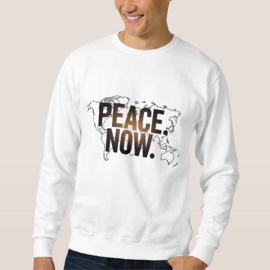 "PEACE. NOW." グローバルマップTシャツ スウェットシャツ (正面)