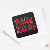 PEACE ON EARTHかわいいクリスマスホリデーお洒落 スクエアシール (封筒)