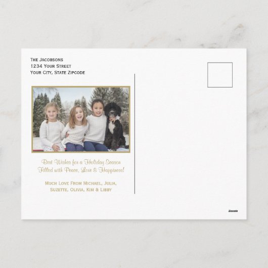 Peace on Earthのエレガント金ゴールドと黒い写ミニマル真 シーズンポストカード (裏面)