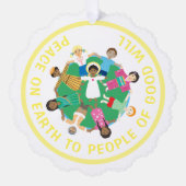 Peace on Earthイエスと子供 オーナメントカード (正面)