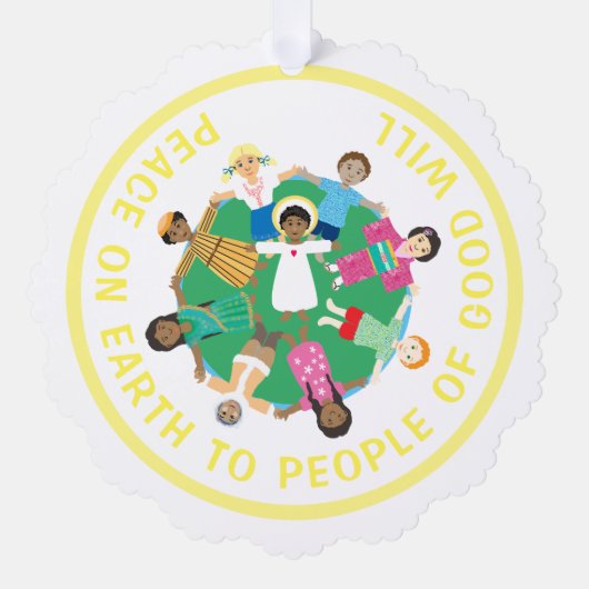 Peace on Earthイエスと子供 オーナメントカード (正面)