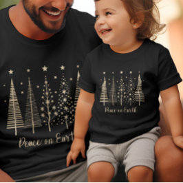 Peace on EarthクリスマスのミニマルTシャツ ベビーTシャツ