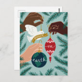 Peace on Earthクリスマスグリーティングカード ポストカード (正面/裏面)