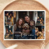 Peace On Earthクリスマスファミリー5フォトコラージュ シーズンカード