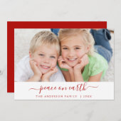 Peace on Earthクリスマスホリデーフォトカード シーズンカード (正面/裏面)