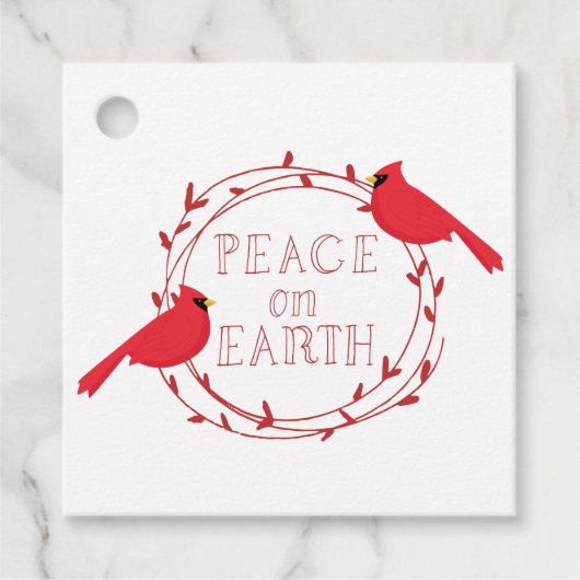 Peace on Earthクリスマス深紅色 フェイバータグ (正面)