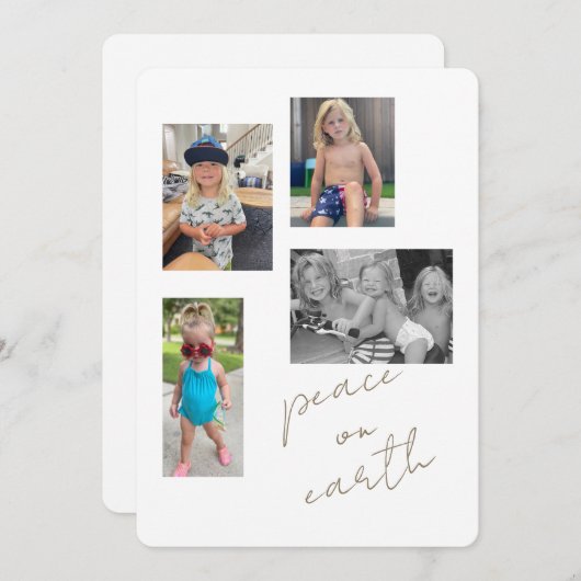 Peace on Earthコラージュ写真IIフラットホリデーカード シーズンカード (正面/裏面)