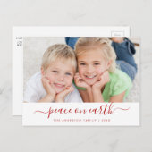 Peace on Earthスクリプトクリスマスフォトカード シーズンポストカード (正面/裏面)