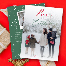 Peace On Earthスクリプトタイポグラフィミニマル写真 シーズンカード