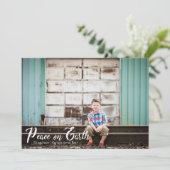 Peace on Earthタイポグラフィ写真クリスマスカード シーズンカード (スタンド正面)