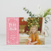 Peace on Earthピンクグリッタースエレガントクリプトモダン シーズンカード (スタンド正面)