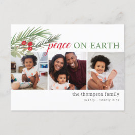 Peace on Earthフェスティバルクリスマスグリーンの写真 シーズンポストカード