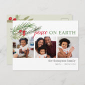 Peace on Earthフェスティバルクリスマスグリーンの写真 シーズンポストカード (正面/裏面)