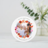 Peace on Earthフローラかわいらしフォークアートリース写真 シーズンカード (スタンド正面)