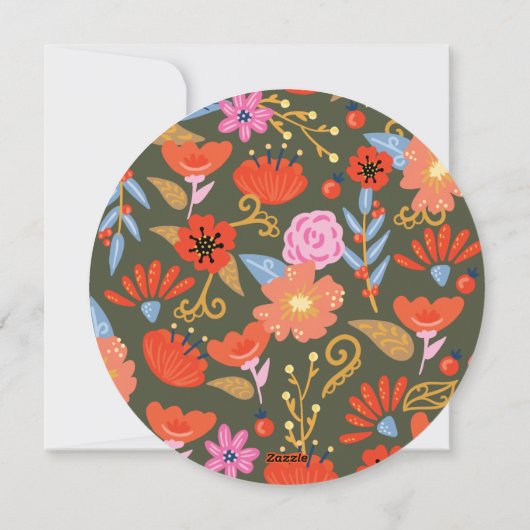 Peace on Earthフローラかわいらしフォークアートリース写真 シーズンカード (裏面)