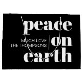 Peace On Earthブラッククリスマモダンス ラージペーパーバッグ (裏面)