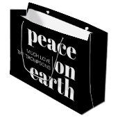 Peace On Earthブラッククリスマモダンス ラージペーパーバッグ (正面アングル)