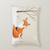 Peace on Earthミニマルキツネ鳥かわいい動物 アクセントクッション (正面(垂直))