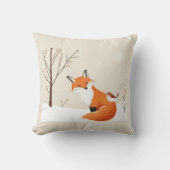 Peace on Earthミニマルキツネ鳥かわいい動物 クッション (正面)