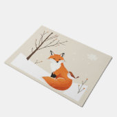 Peace on Earthミニマルキツネ鳥かわいい動物 ドアマット (アングル)