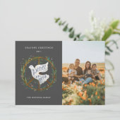 Peace on EarthレタリングDove Peace Sign Photo シーズンカード (スタンド正面)