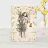 Peace On Earthヴィンテージエンジェル折り畳みグリーティングカード カード (黄色い花)